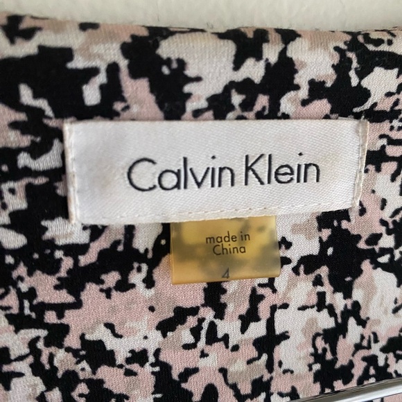 Calvin Klein Womens Printed 3/4 Sleeve Faux Wrap Dress Pink Multi Small 4 Office - Picture 8 of 11